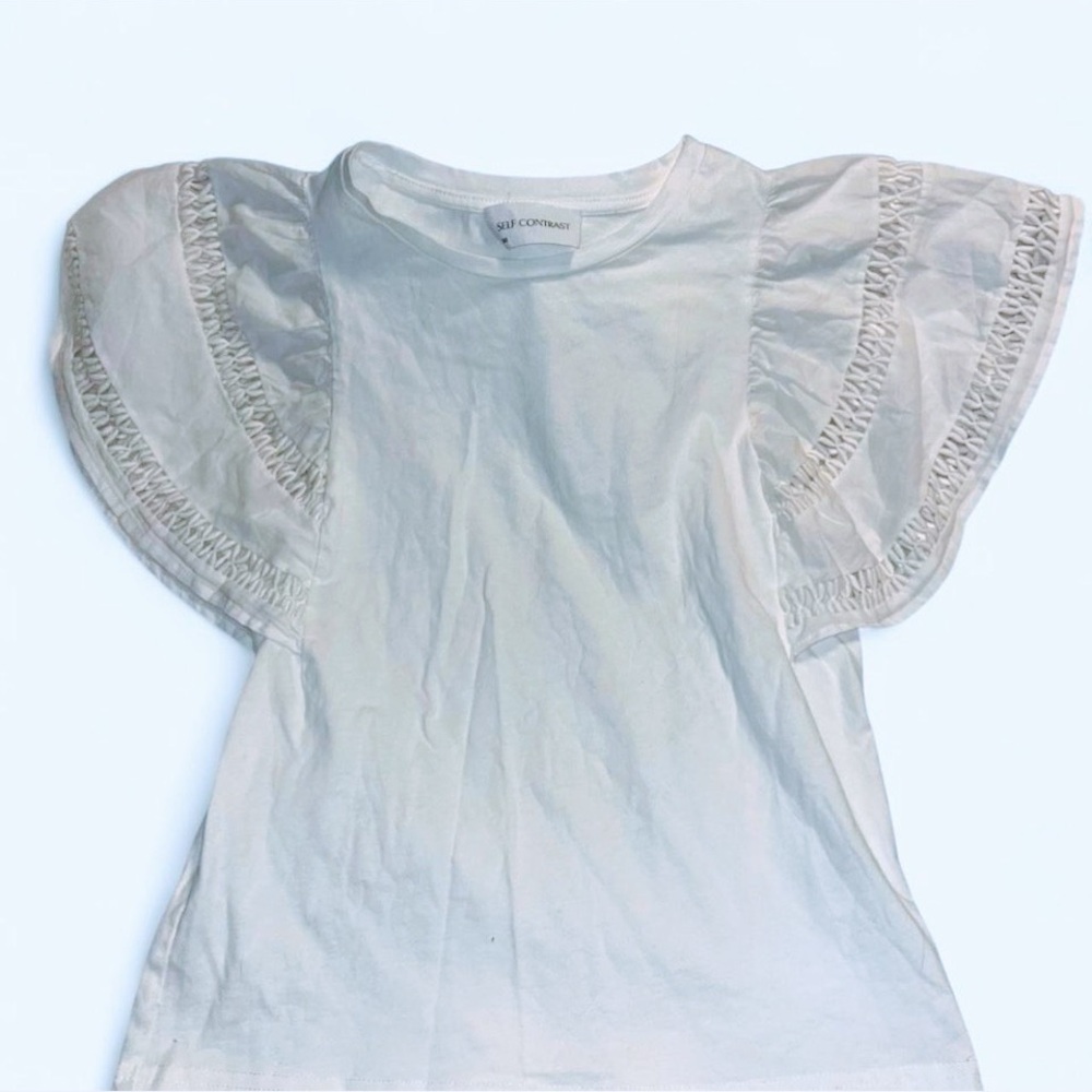 White Ruffled Sleeve Blouse